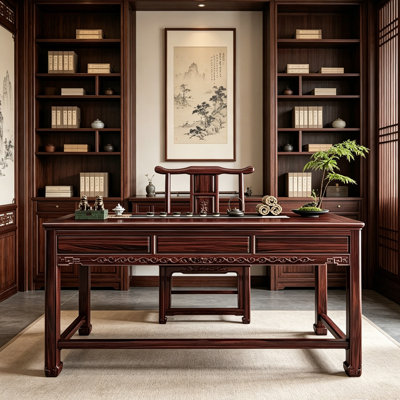Bureau à 3 tiroirs de style chinois