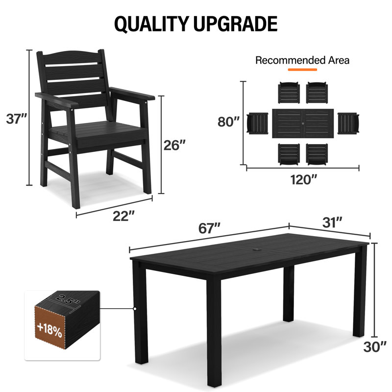 Ensemble de 2 chaises de salle à manger d'extérieur toutes saisons HiPS pour l'extérieur, Noir