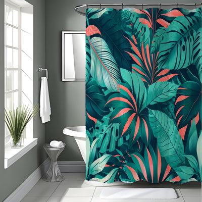 Rideau de douche avec tapis de bain