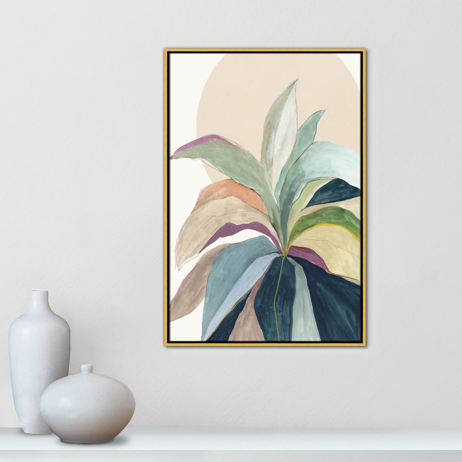 Sherbrooke Sunny Bright Leaves II by Asia Jensen Print, No Mat, Gold Floater Framed, 37.5" H x 25.5" W x 2" D