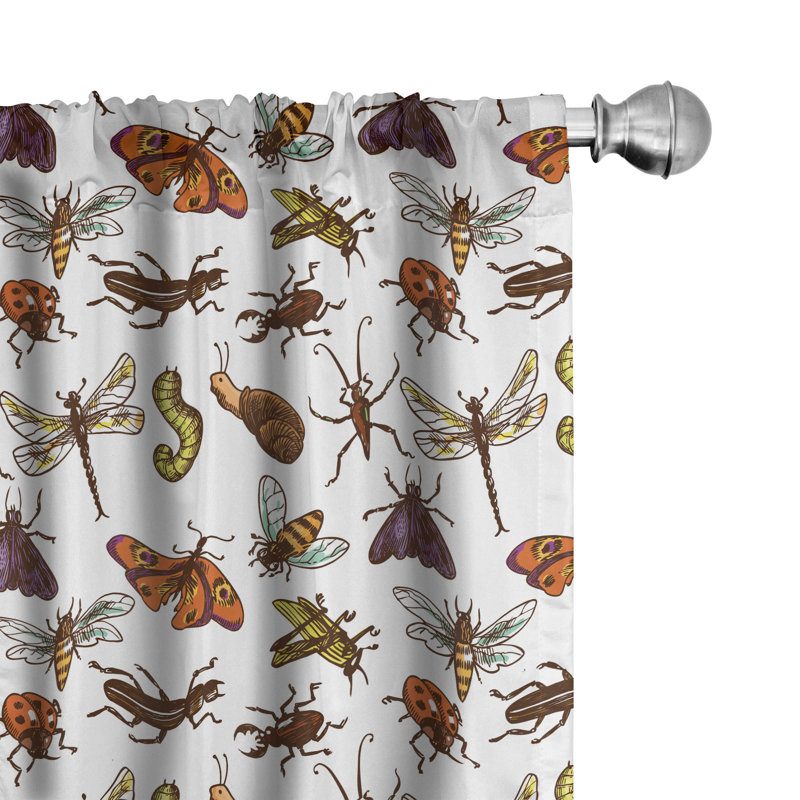 Bugs Microfiber Semi-Sheer Rod Pocket Curtain Panels, 28" x 84"