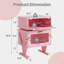 Table de bout moderne 20,7 po de large avec DEL rose et tiroir rotatif à 360 °