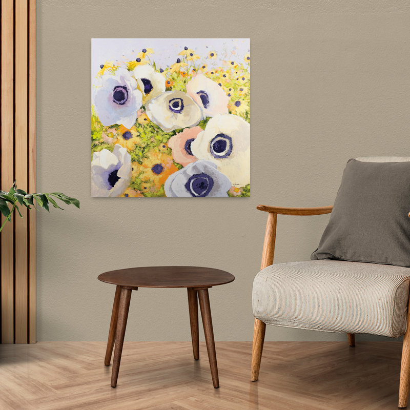 Art floral pastel contemporain, H 24 po x l 24 po