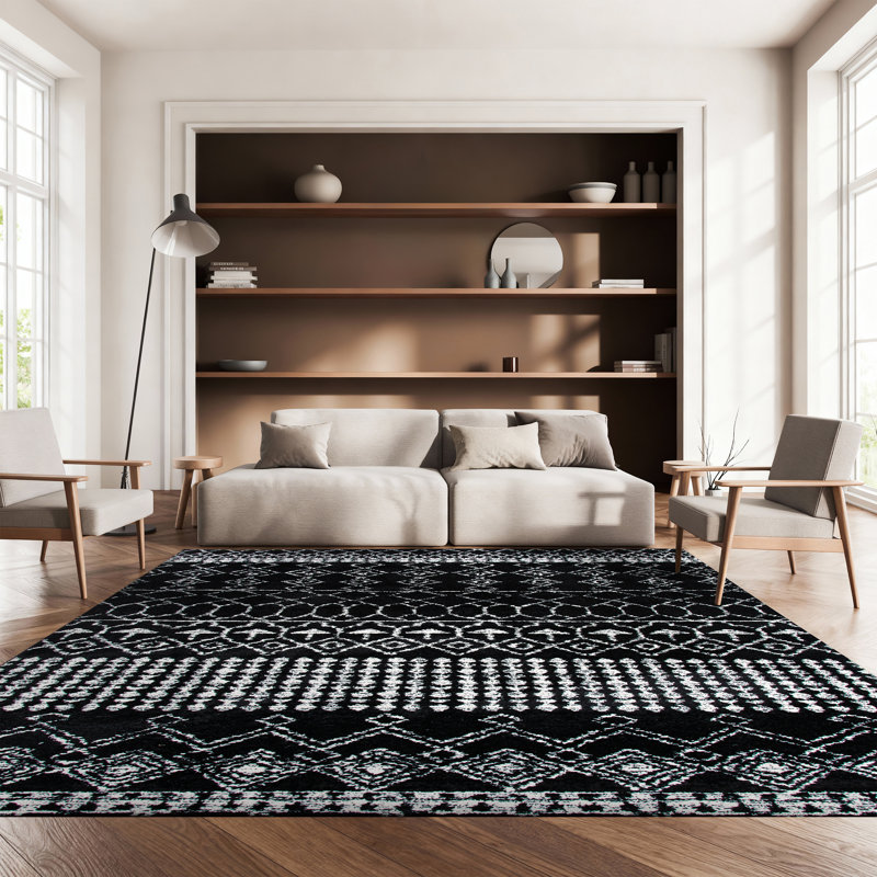 Tapis noir à motif géométrique Cobos, Rectangle 8 pi x 10 pi