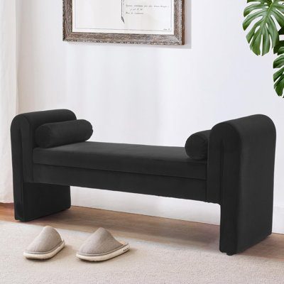 Banc pour chambre à coucher à l'extrémité du lit, banc rembourré capitonné à boutons de 60,5 pouces avec accoudoirs roulés, repose-pieds capitonné pour le salon, vestibule