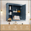 Armoire de rangement murale 35 po x 28 po avec miroir et 6 tablettes ouvertes, armoire à pharmacie moderne et durable pour la vie organisée