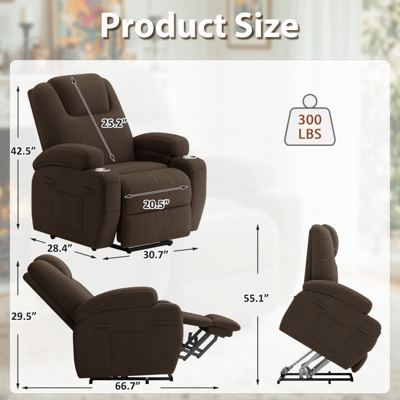 Ergonomic Recliner Massage Chair – Adjustable Reclining Sofa with 8 Massage Points, Widened Armrests, and Thickened Backrest for Ultimate Comfort,with Two Cup Holders