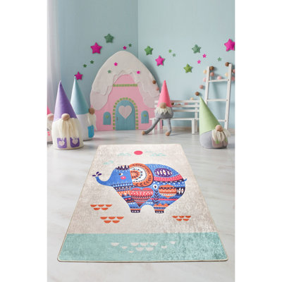 Tapis bleu / gris / orange Ashburt