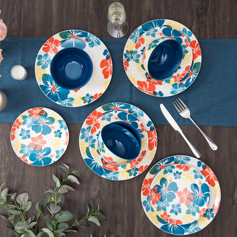 Service de vaisselle en porcelaine Wisenvoy - Service pour 4, Rouge
