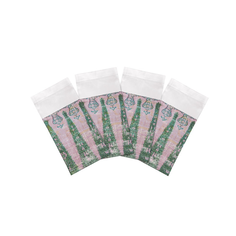 Topkapi Garden Cotton Sateen Dinner Napkins, Green Pink