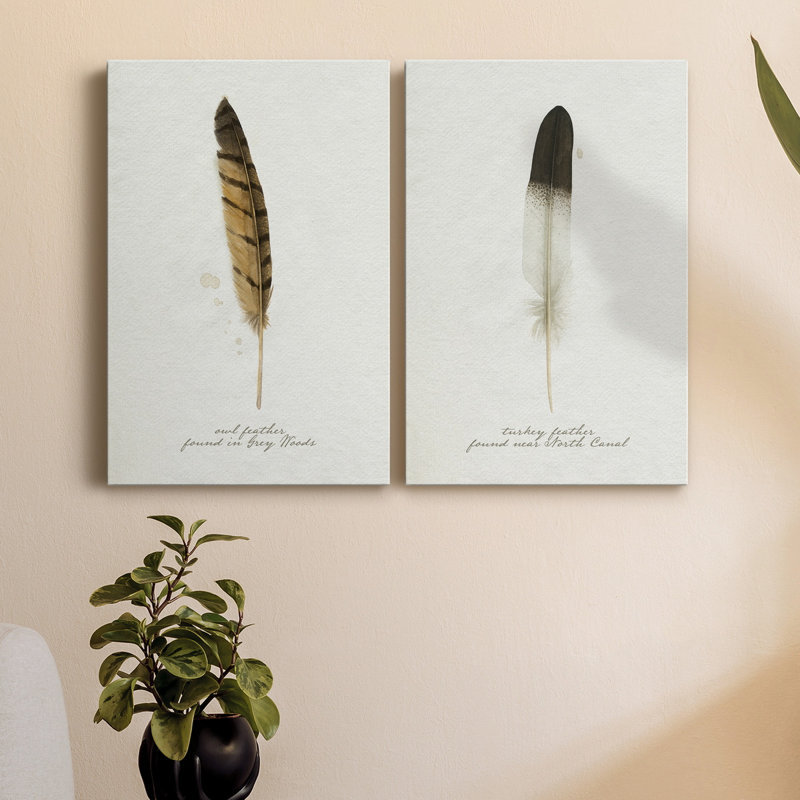 Toile tendue avec châssis Found Found Feather III - prête à être accrochée, H 60 po x l 40 po x P 1 po