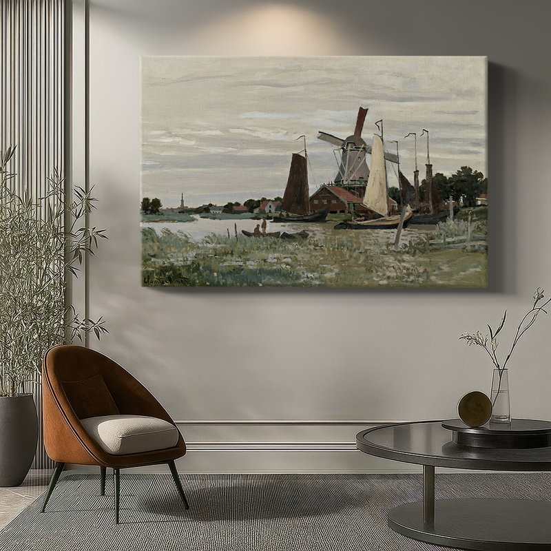 Windmill at Zaandam-Claude Monet-Gallery Wrapped Canvas-1871, 24 x 36