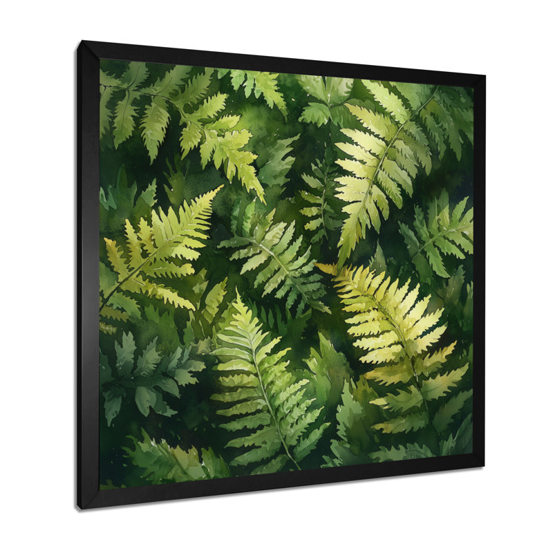 «Fern Collage Of The Forest III - Ferns», art mural sur toile, H 30 po x l 30 po, Reproduction encadrée d'une seule photo