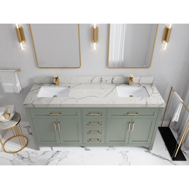 Cambridge 72'' Double Bathroom Vanity with Top, Venatino