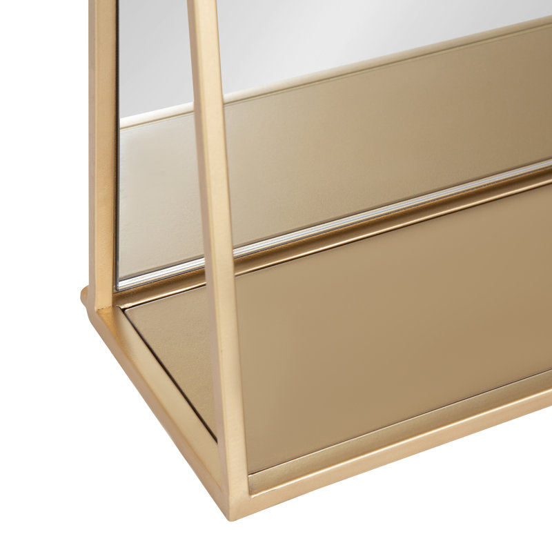Miroir décoratif avec tablette Carlyssa, Or, 24 po x 18 po