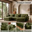 Canapé modulaire 4 places en velours vert, avec pouf amovible, coussins de dossier et traversins.-577311534