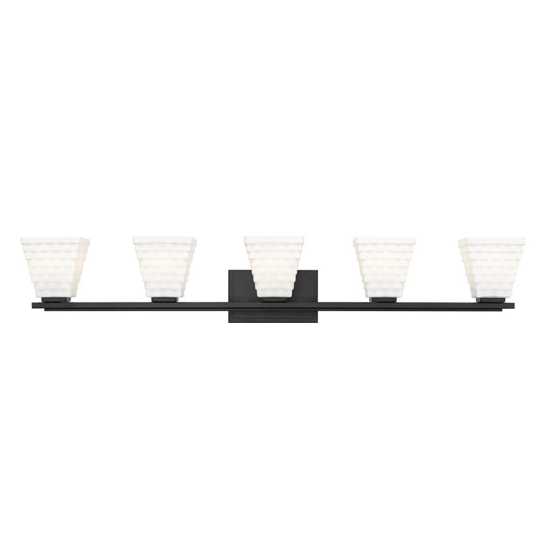 Ensemble de meuble-lavabo 5 lumières Teyona, Noir mat