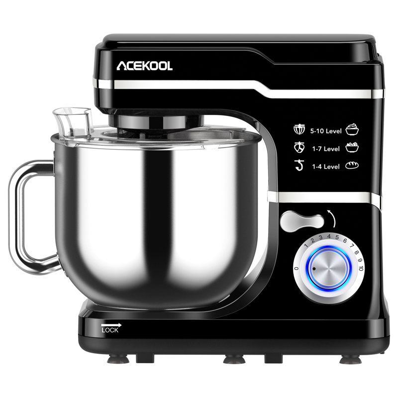 Black Stand Mixer 7.5QT Kitchen Stand Food Mixer 10-Speed Tilt-Head Dough Mixer Stainless Steel Bowl with Dough Hook, Black