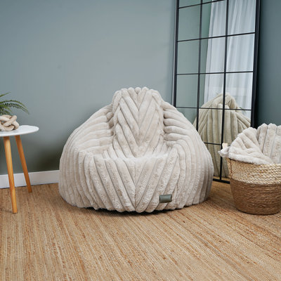 rucomfy Beanbags Ribbed Fur Beanbag for Adults - Soft & Luxurious Bean Bag Chair, Perfect for Living Spaces - Filling Included - Premium Comfort, Style & Durability - D90cm x H90 x W100cm
