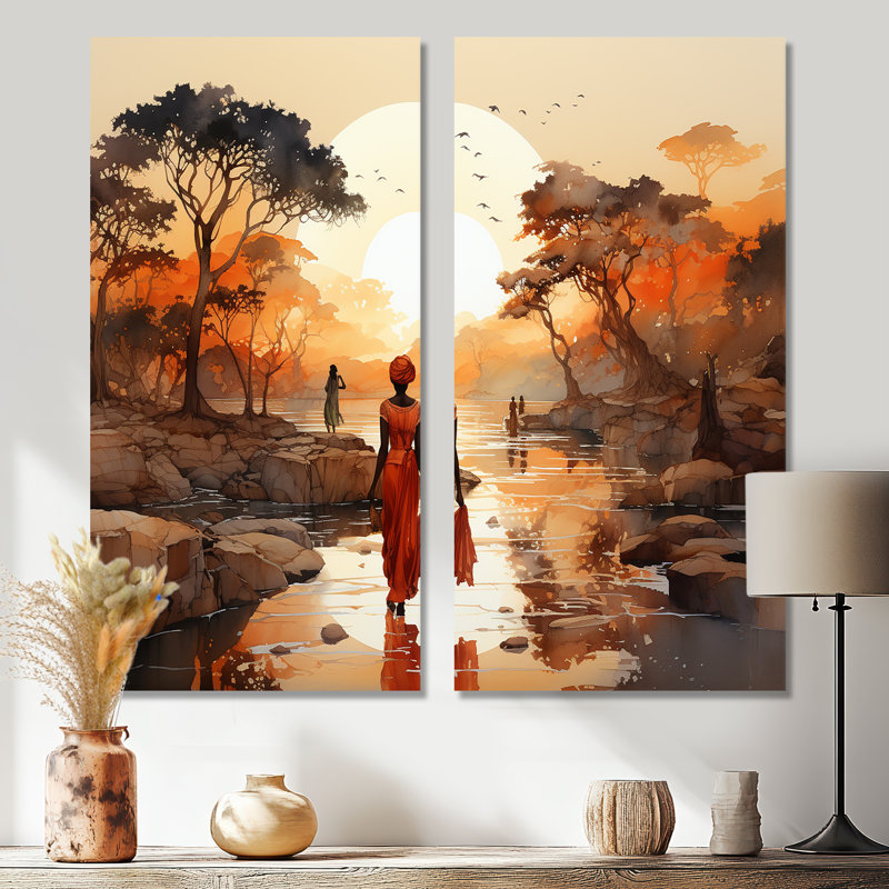Oritz - Art africain, art mural, H 40 po x l 40 po, Toile tendue, Ne s’applique pas