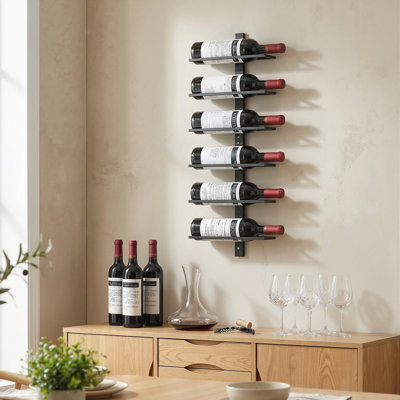 HOMCOM Wine Rack Wall Mounted Metal Wine Display Rack for Bar Black