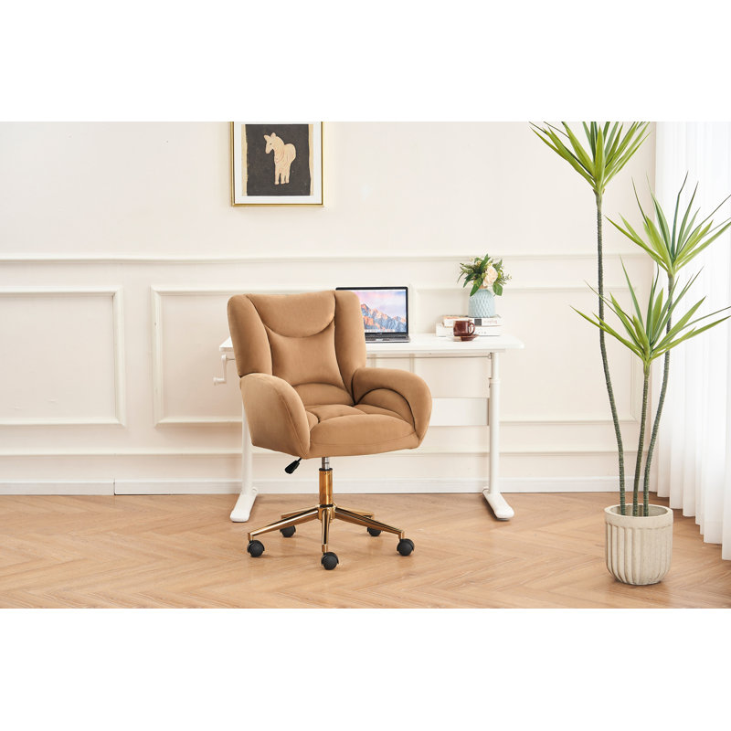 Chaise de bureau pivotante 360, Café, Velours