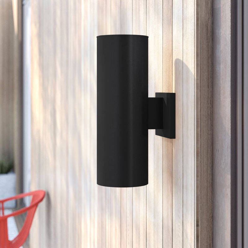 Applique murale d'extérieur en aluminium Édith, Noir texturé, H 14,25 po x l 5 po x P 8 po, Haut / Bas