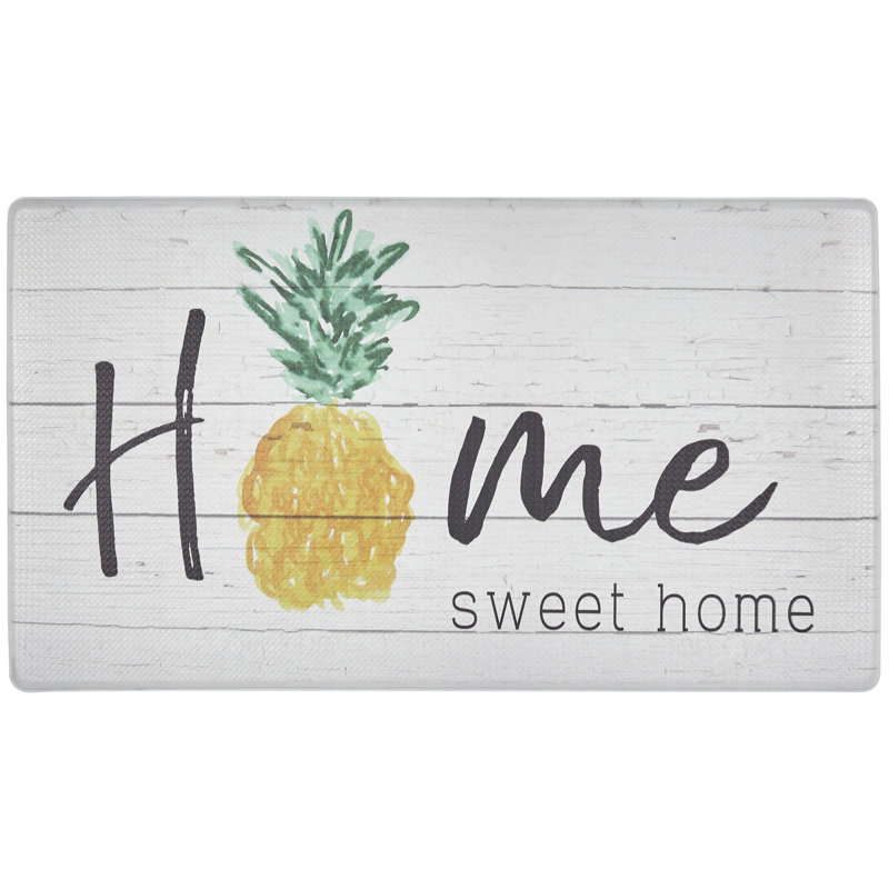 Gray and Yellow Pineapple Anti-Fatigue Kitchen Mat, 20" x 36"