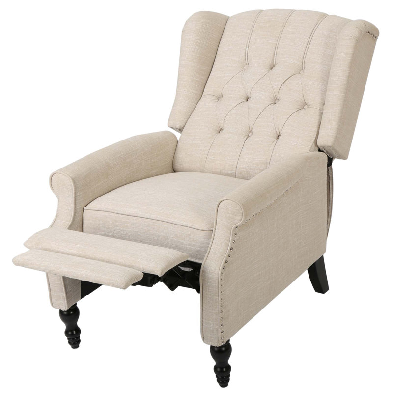 Fauteuil inclinable capitonné en tissu, Polyester beige