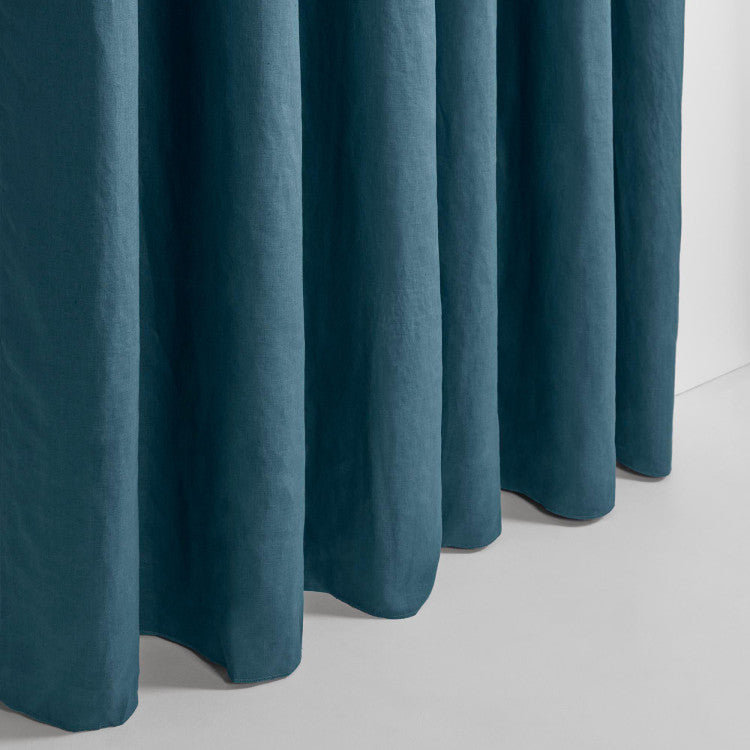 Carlina Linen Room Darkening Curtain Single Panel, Deep Turquoise, Width 140 x Drop 345cm