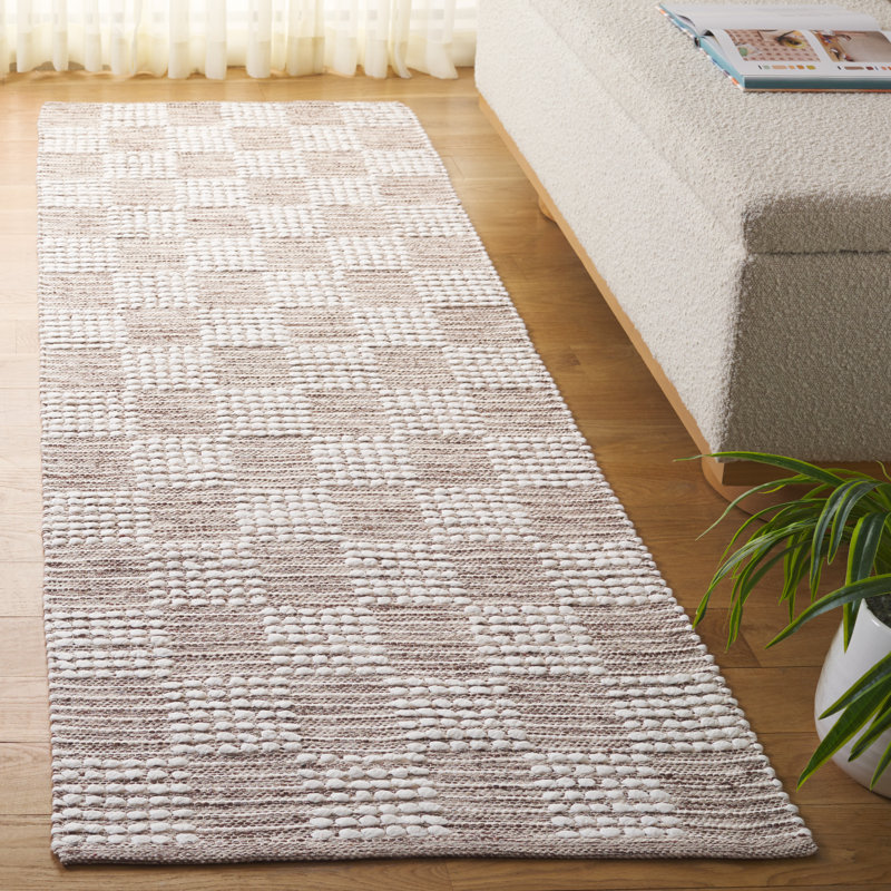 Tapis brun / ivoire Nayelie 979, Tapis de couloir 2 pi 3 po x 8 pi