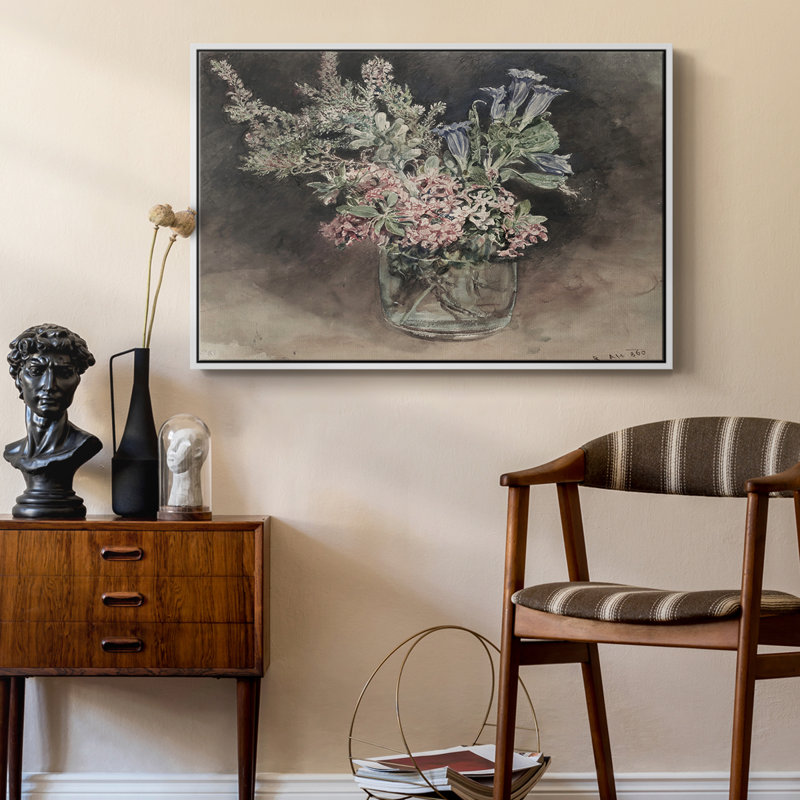 Botanique rétro - XXIX, Toile encadrée flottée blanche, H 25 po x l 37 po x P 2 po