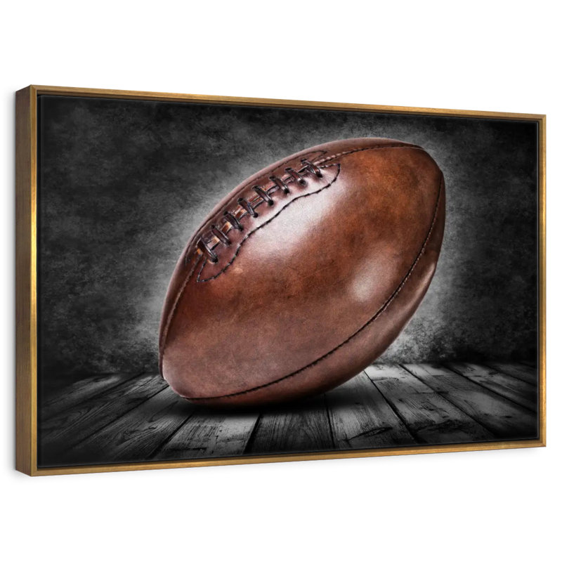 Football rétro grunge, Cadre flottant doré, 19 po x 13 po