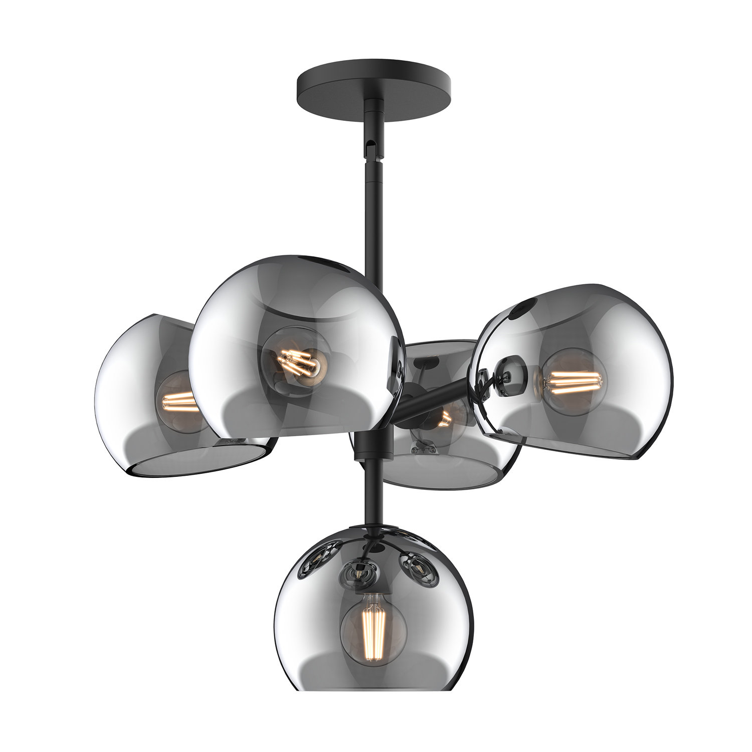 Willow 5 - Light Sputnik Chandelier, Matte Black, Smoke