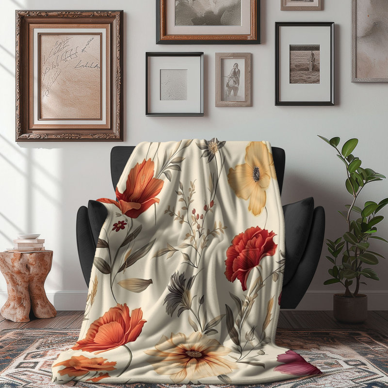 Mauve Blooms - 1 pièce Sherpa Premium, Lit simple