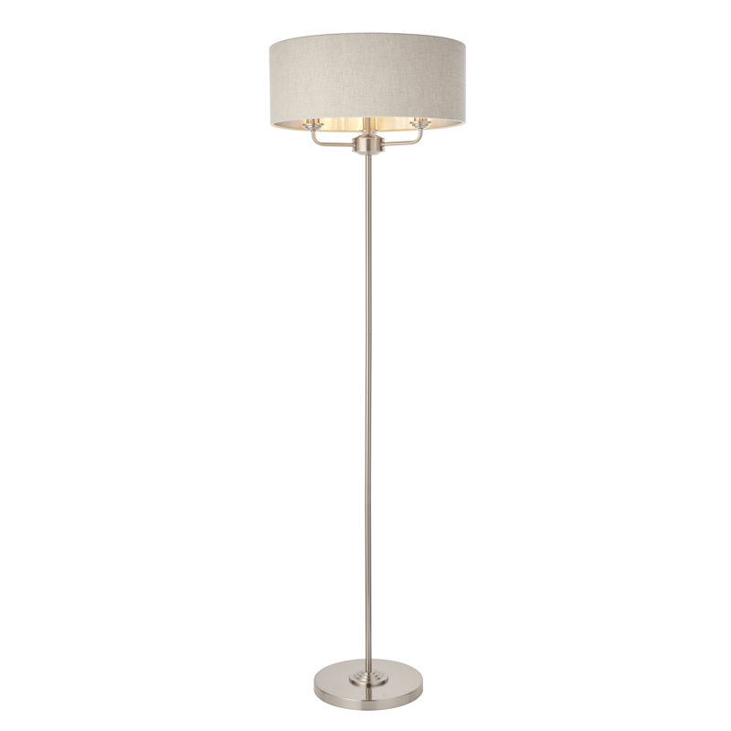 Landover 160cm Candelabra Floor Lamp, Brushed Chrome, Natural