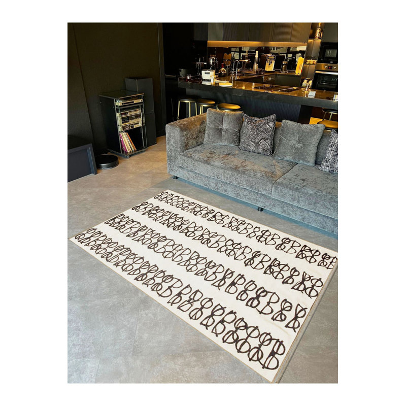 Tapis décoratif à motif abstrait à motif lavable, Sous-tapis rectangulaire 2 pi 6 po x 4 pi 11 po