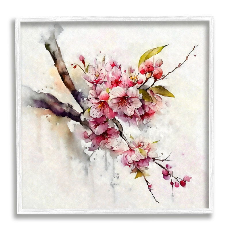 «Delicate Spring Cherry Blossoms» encadré sur bois par Ziwei Li, impression, H 24 po x l 24 po x P 1,5 po