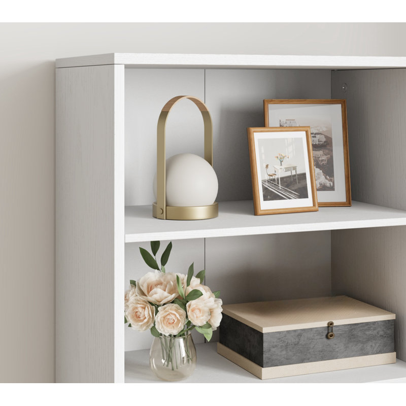 Bibliothèque haute, 6 tablettes en bois, Blanc