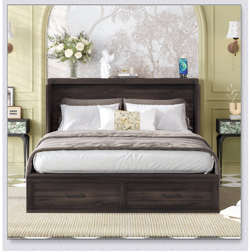 Lit escamotable Farmhouse avec charge, tiroir de rangement, pour chambre d'amis / petite