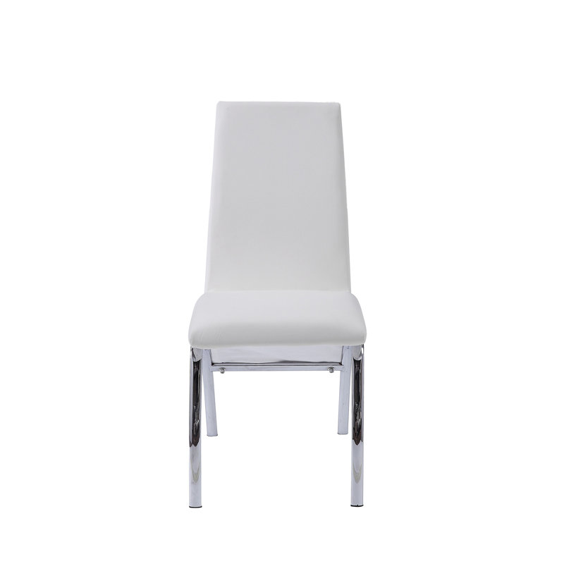 Ensemble de 2 chaises d'appoint en cuir synthétique blanc et chrome Pervis, Blanc