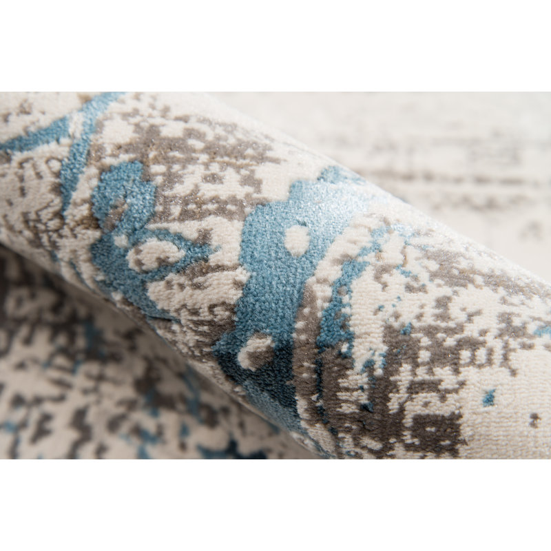 Tapis bleu ardoise / gris / ivoire Frampton Cotterell, Rectangle 7 pi 6 po x 9 pi 6 po