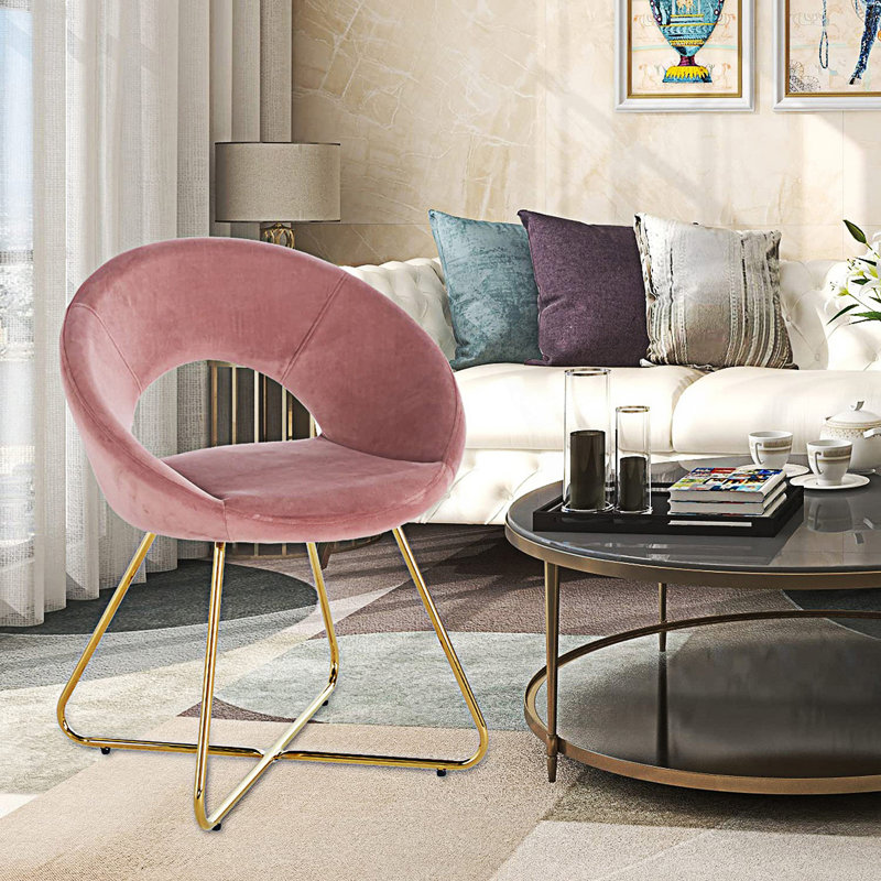 Chaise en velours d'appoint moderne, ensemble de 2 fauteuils rembourrés