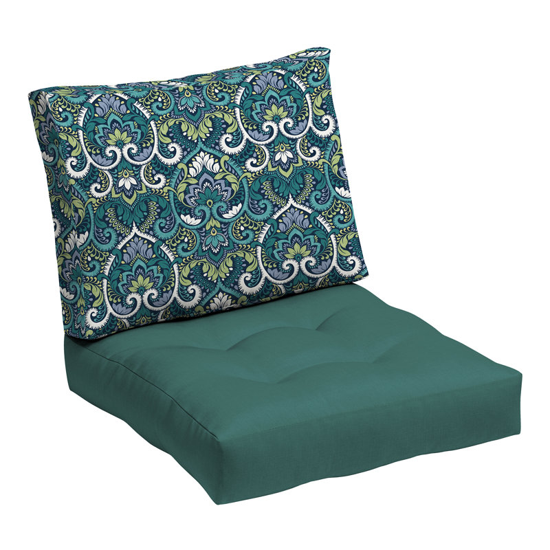 ARDEN Outdoor Lounge Chair 6" Cushion, Sapphire Aurora Blue Damask