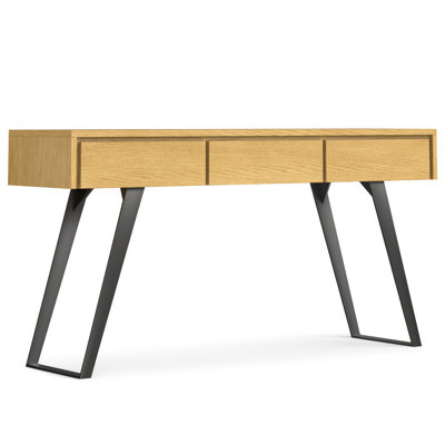 Lowry 60 inch Wide Console Sofa Table in Oak Veneer