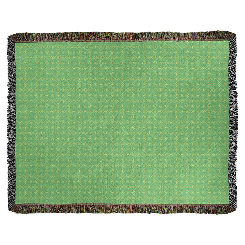 Couverture en coton tissé Katelyn Elizabeth, l 50 po x L 60 po, Vert / Jaune
