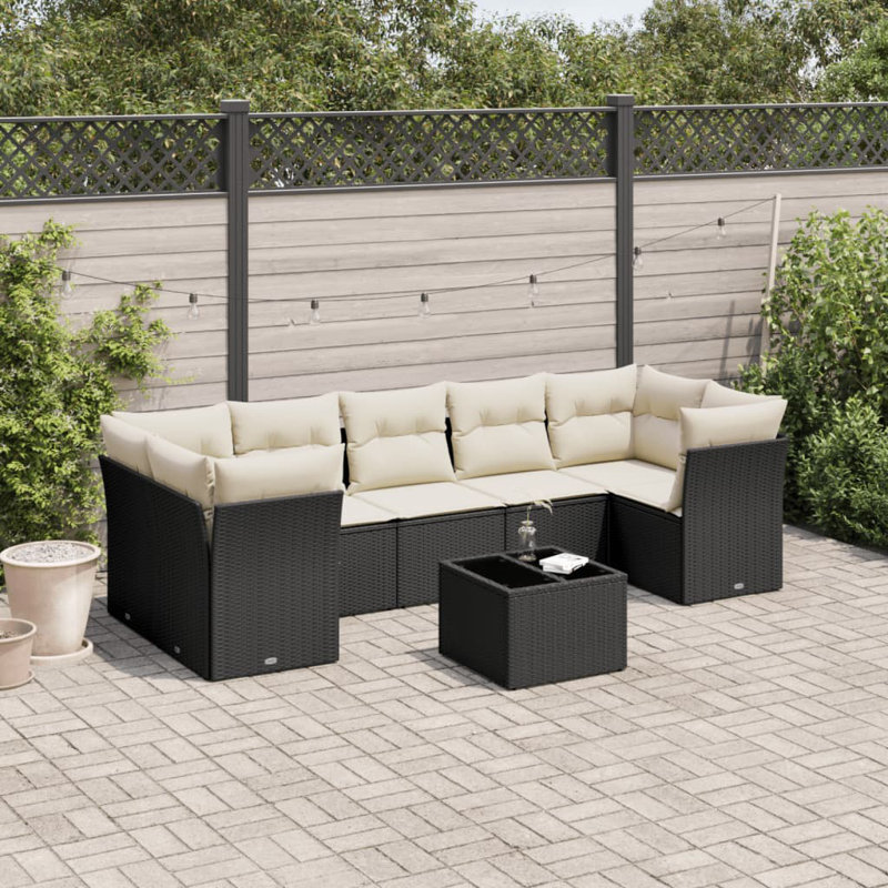 Ensemble de canapé de jardin Vidaxl, Noir, Blanc