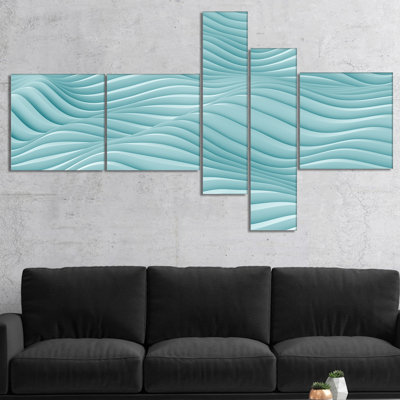 « fractal ondulations blue 3d waves », impression à multiples images sur toile