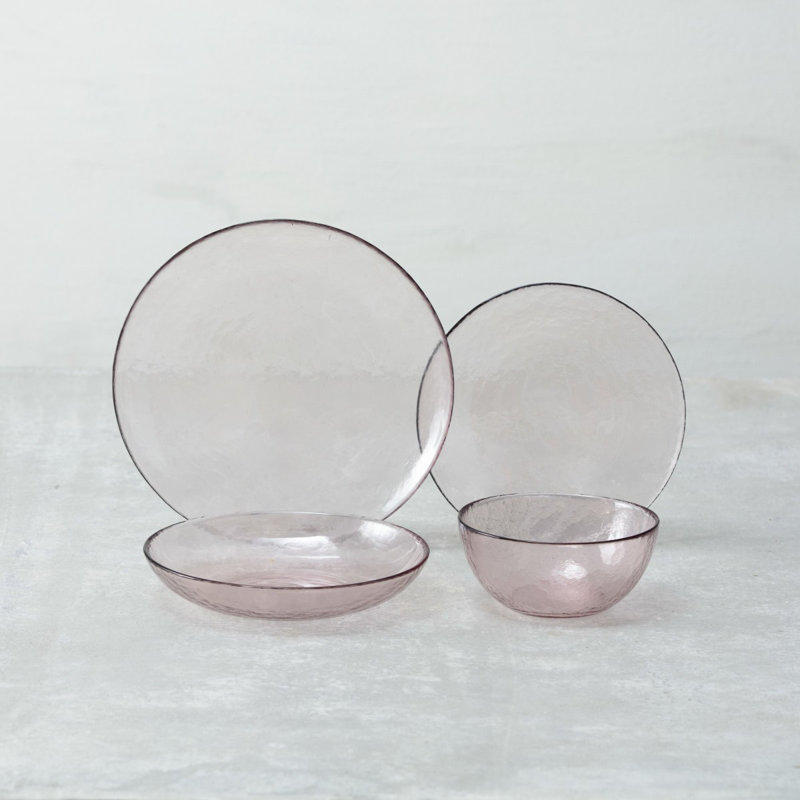 Los Cabos Glass Dinnerware 8" Salad Plate, Pink