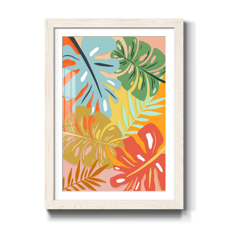 «Tropical Foliage I», reproduction d'art graphique sur papier, H 44 po x l 31 po x P 1 po, Blanc